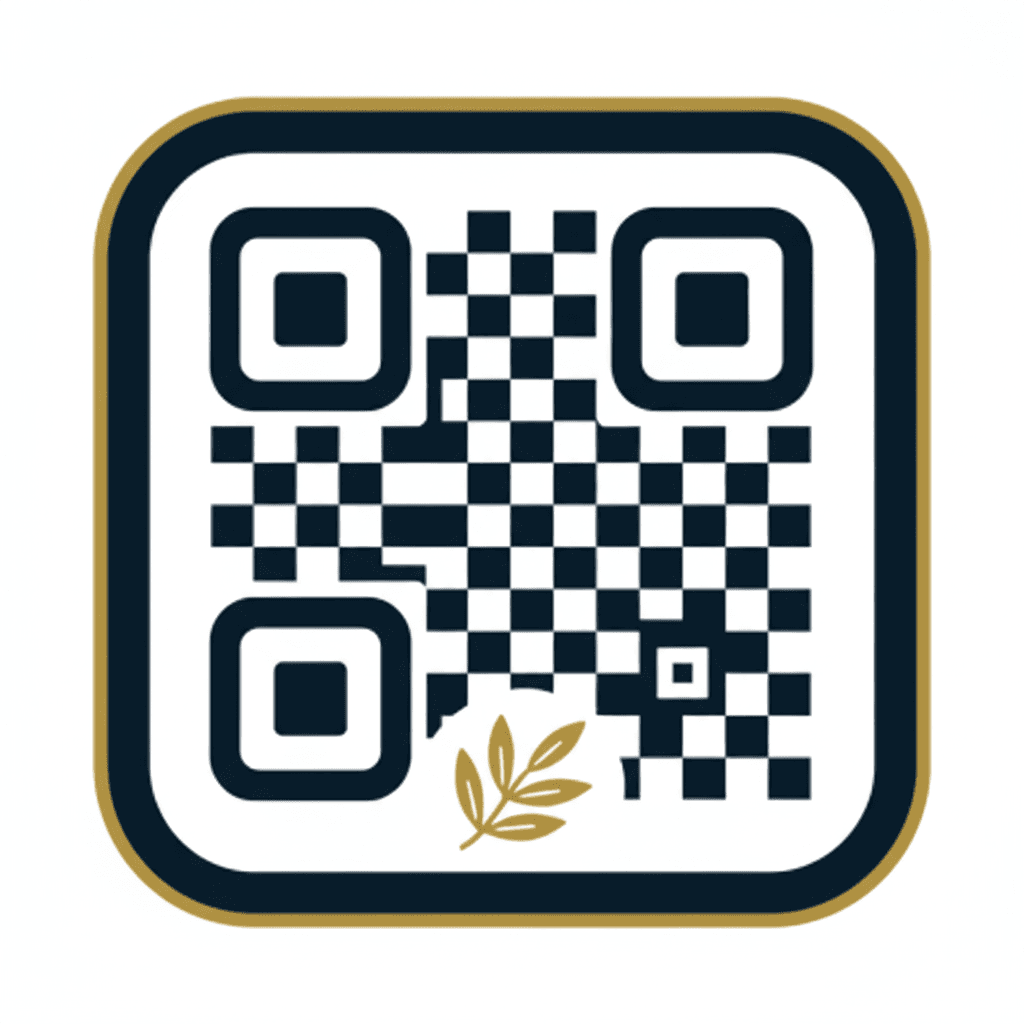 Close-up of a Sydonia olive oil bottle label with a QR code symbolizing full traceability.