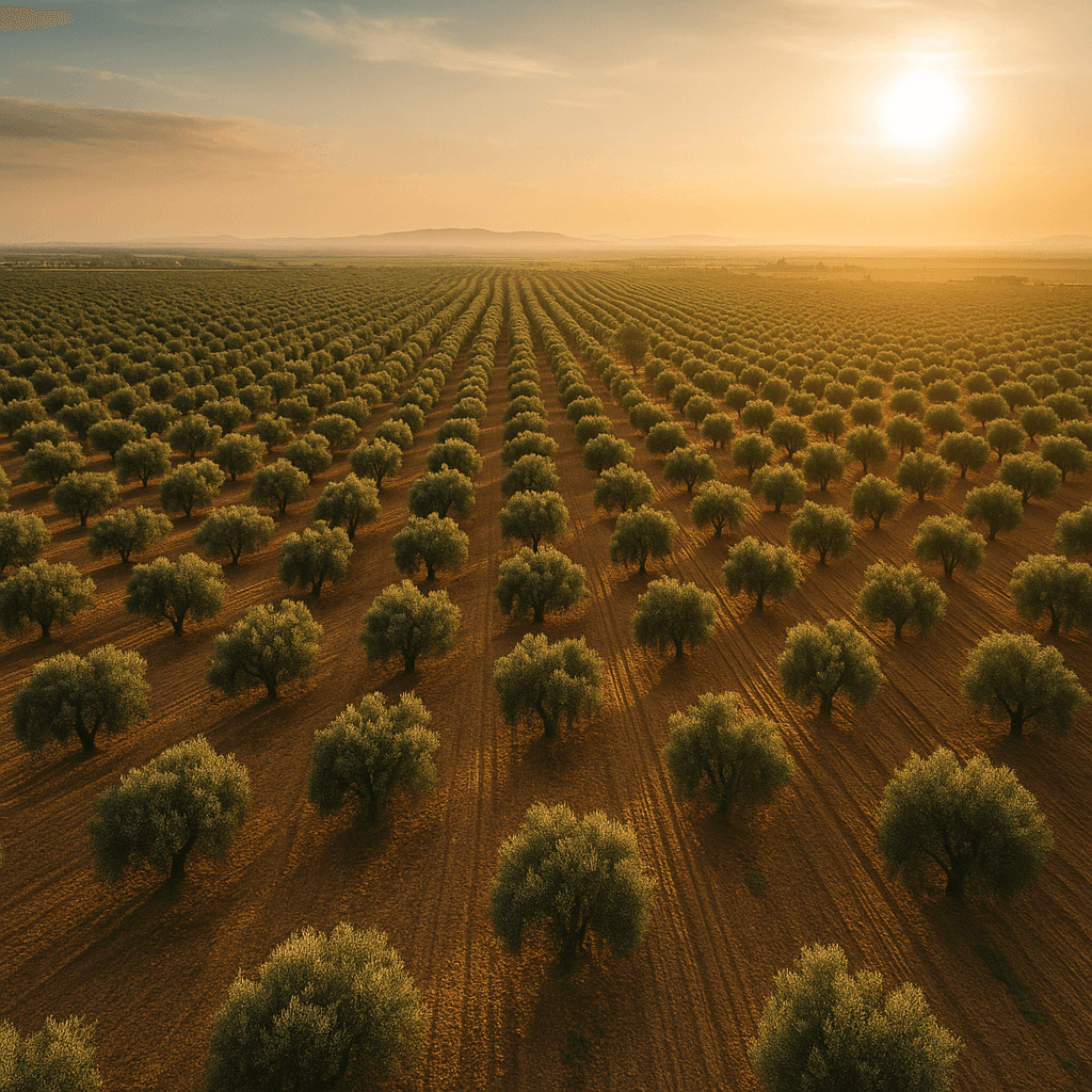 Olive grove landscape illustrating traceable single-origin sourcing.